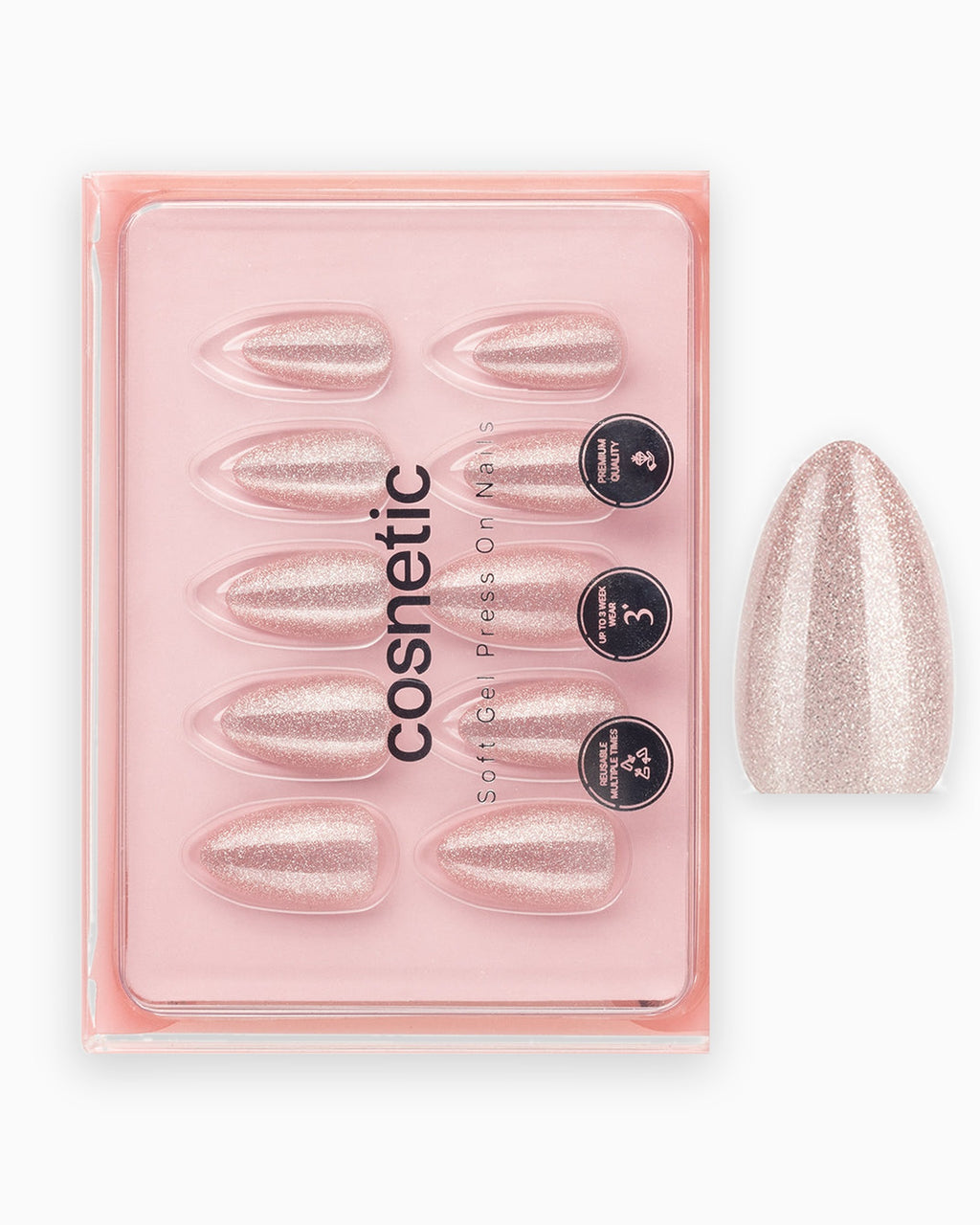 Champagne Crush press-on negle i bakke med en enkelt negl