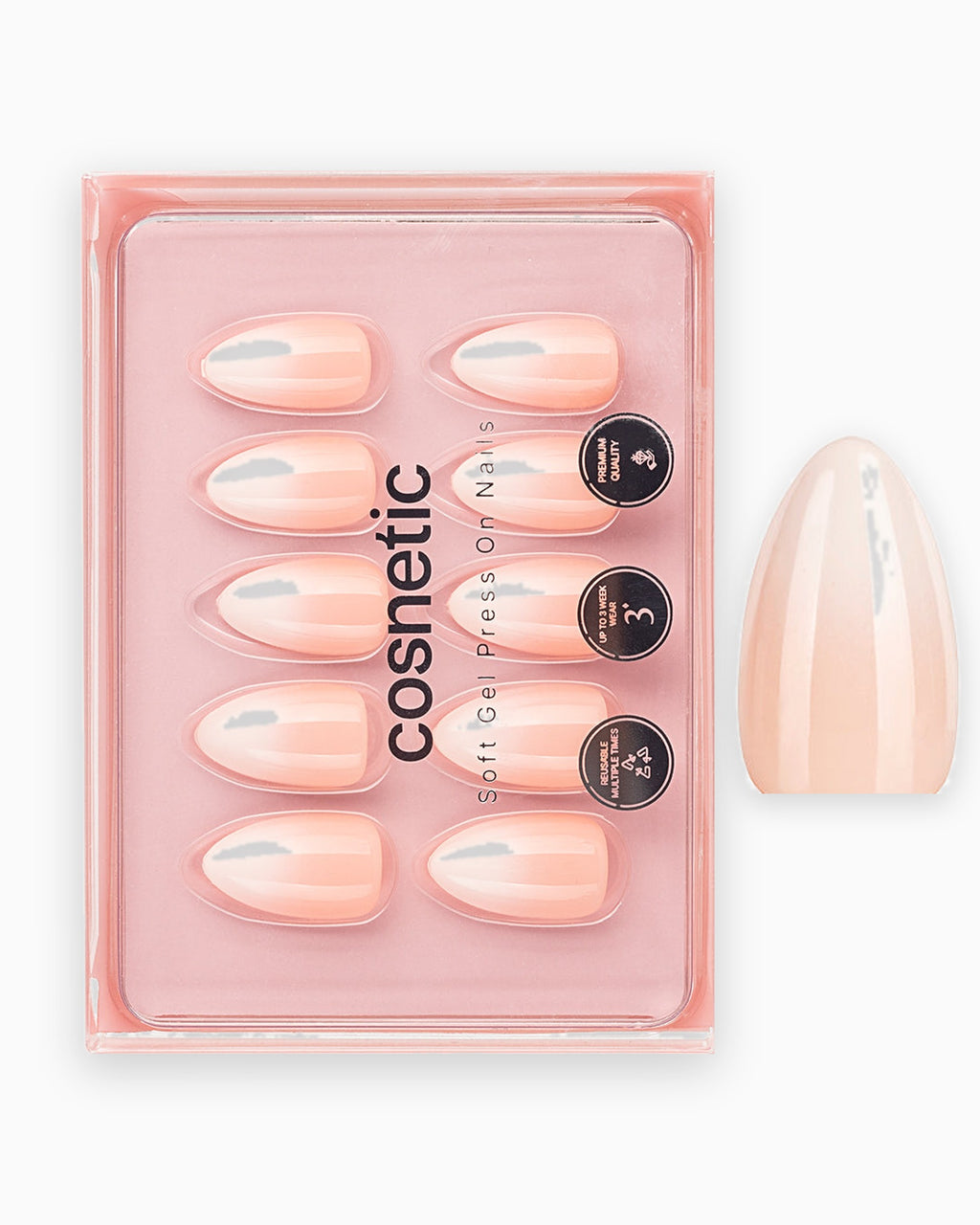 Soft Ombré press-on negle i bakke med en enkelt negl